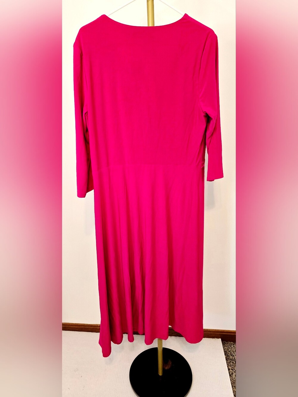Lauren Ralph Lauren Faux Wrap Midi Dress Pink Church Career Wedding Guest Modest - Picture 6 of 6